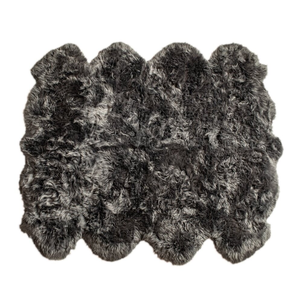 Natural Home Decor New Zealand Sheepskin Octo Rug | 1-Piece | Grey | 7'x6'